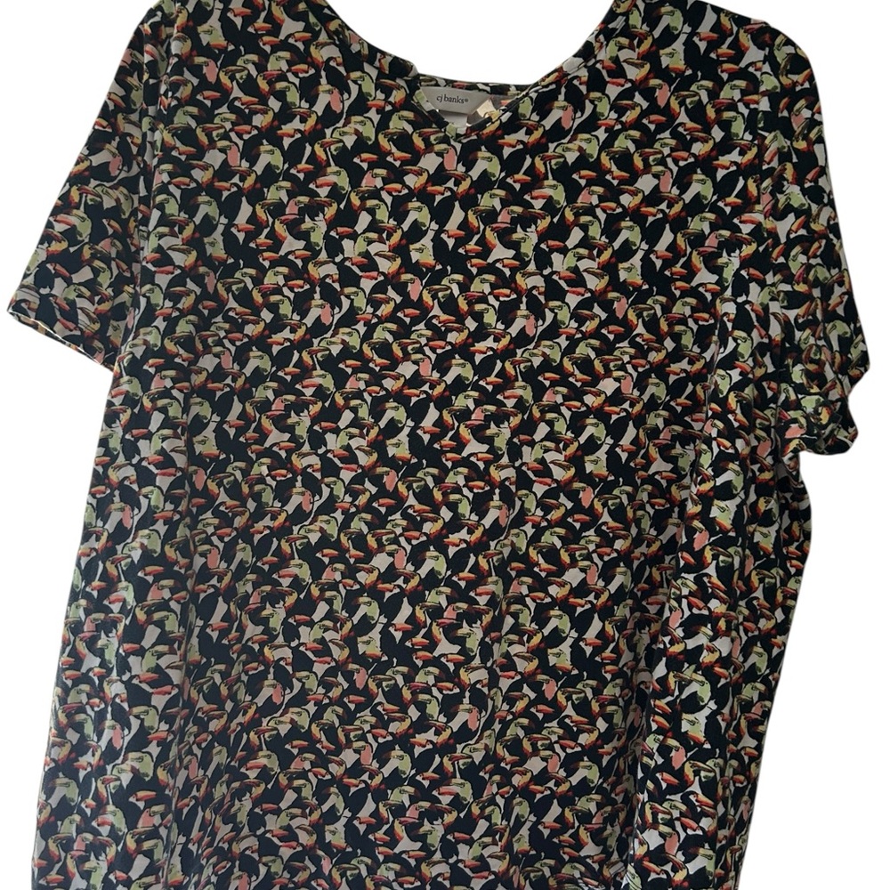 CJ Banks Multicolor Short Sleeve Top 3X